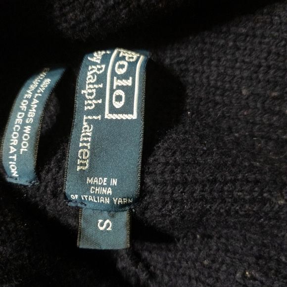 Polo By Ralph Lauren Men's Navy 100% Lambs Wool Sweater Size Small - Picture 7 of 8